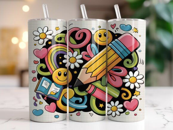 20oz Back to School Tumbler Wrap Design