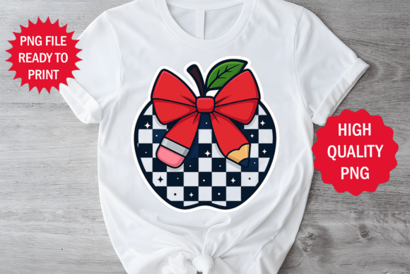 Apple and Bow Back to School Bow Design Graphics