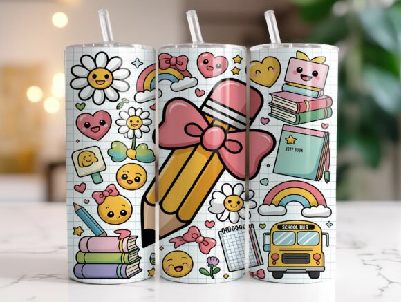 Back to School 20 Oz Tumbler Wrap Design
