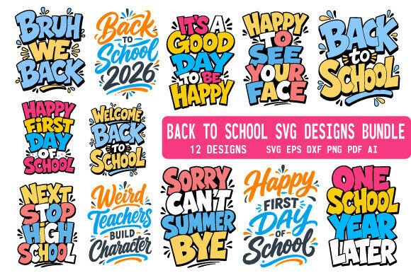 Back to School SVG PNG Bundle – Graphics & T-Shirt Designs