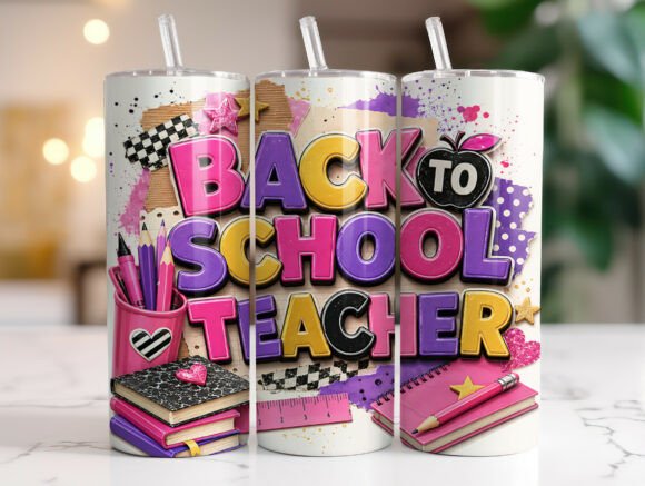 Back to School Teacher 20oz Tumbler Wrap Graphics