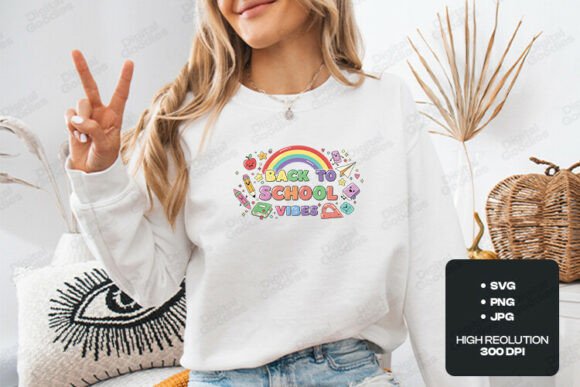 Back to School Vibes Cute Rainbow Art Graphics