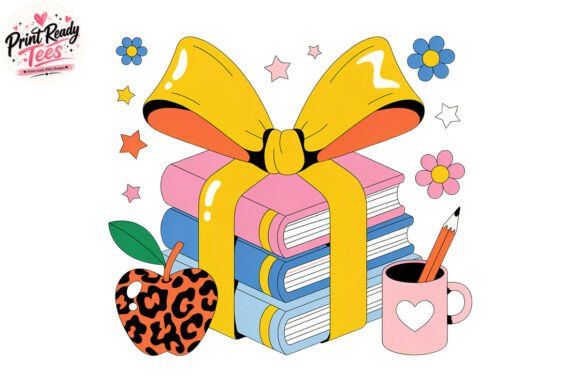Bow Books and Pencil PNG for Crafts and Graphics
