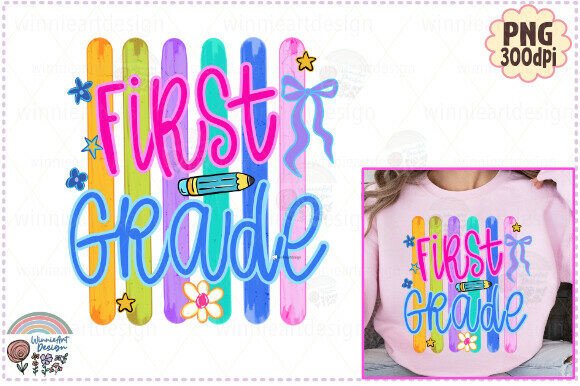 First Grade Neon Back to School Stripes