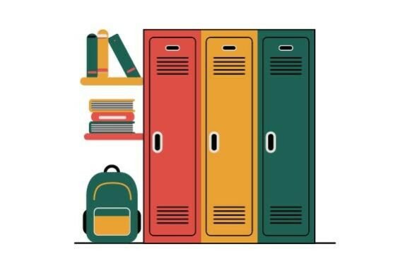Flat School Lockers SVG - Back to School