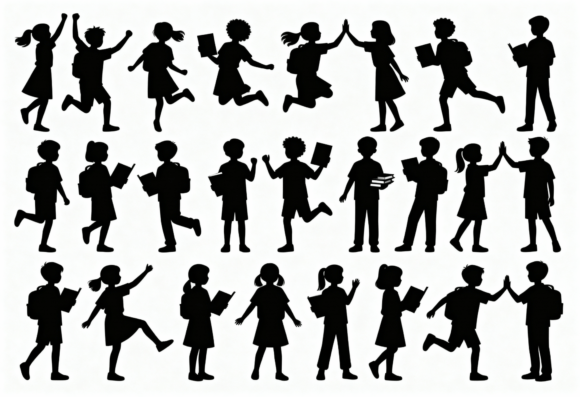 Kids Back to School Silhouettes: Graphics and Crafts for Creative Design