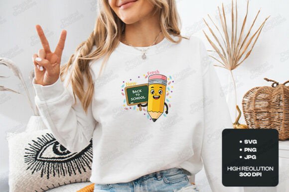 New Fresh Back to School Pencil Design: Graphics & T-Shirt Designs