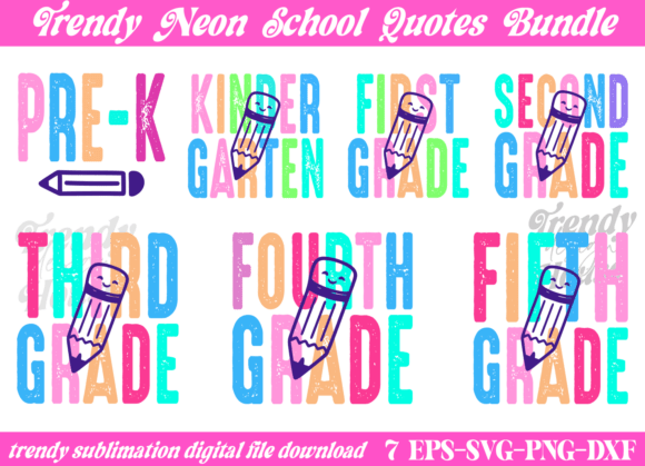 Striped Back to School Png Bundle, Grade Graphics