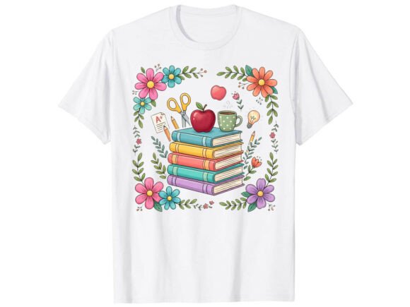 Teacher Books Back to School T-Shirt Graphics